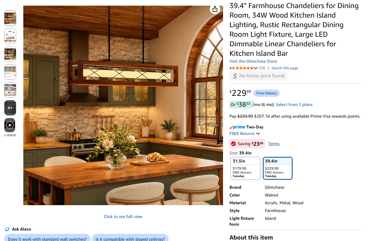 Farmhouse Chandeliers Wood Kitchen Island