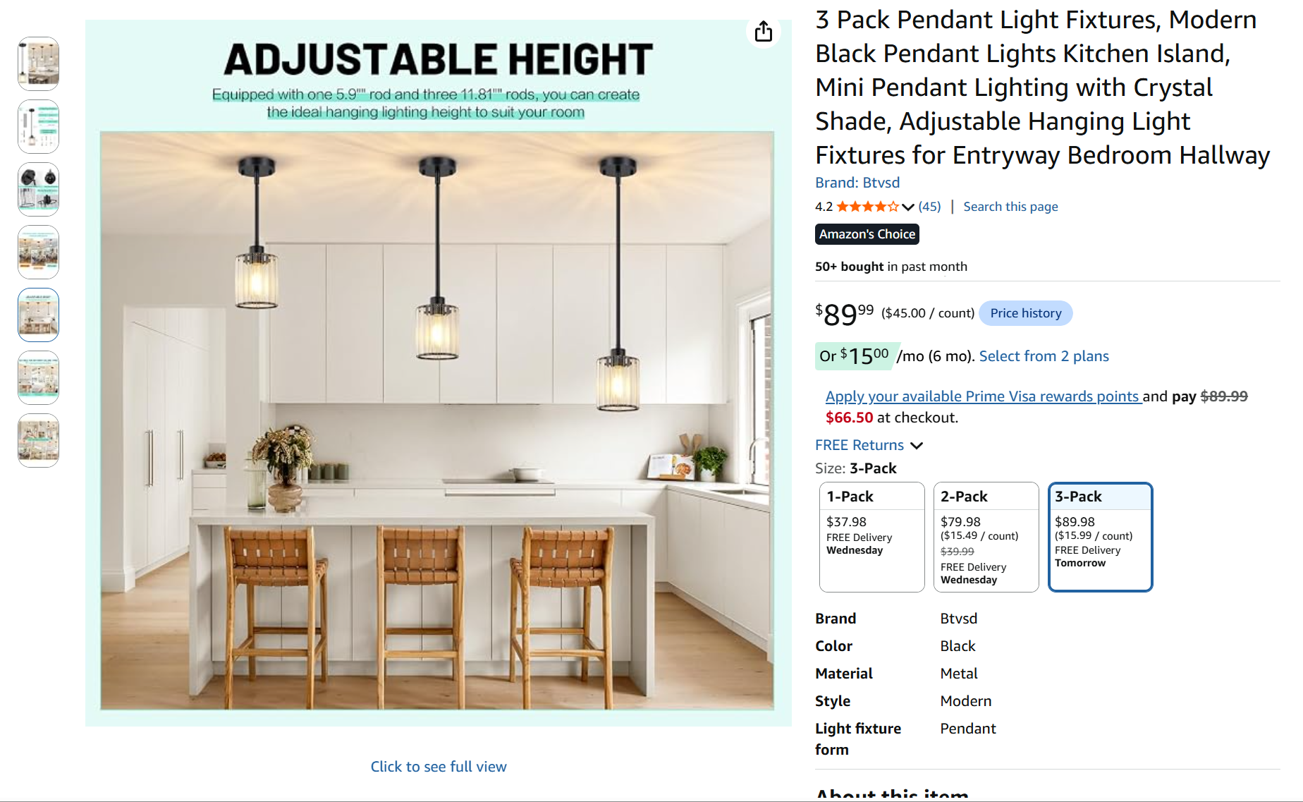 3 Pack Pendant Light Fixtures,