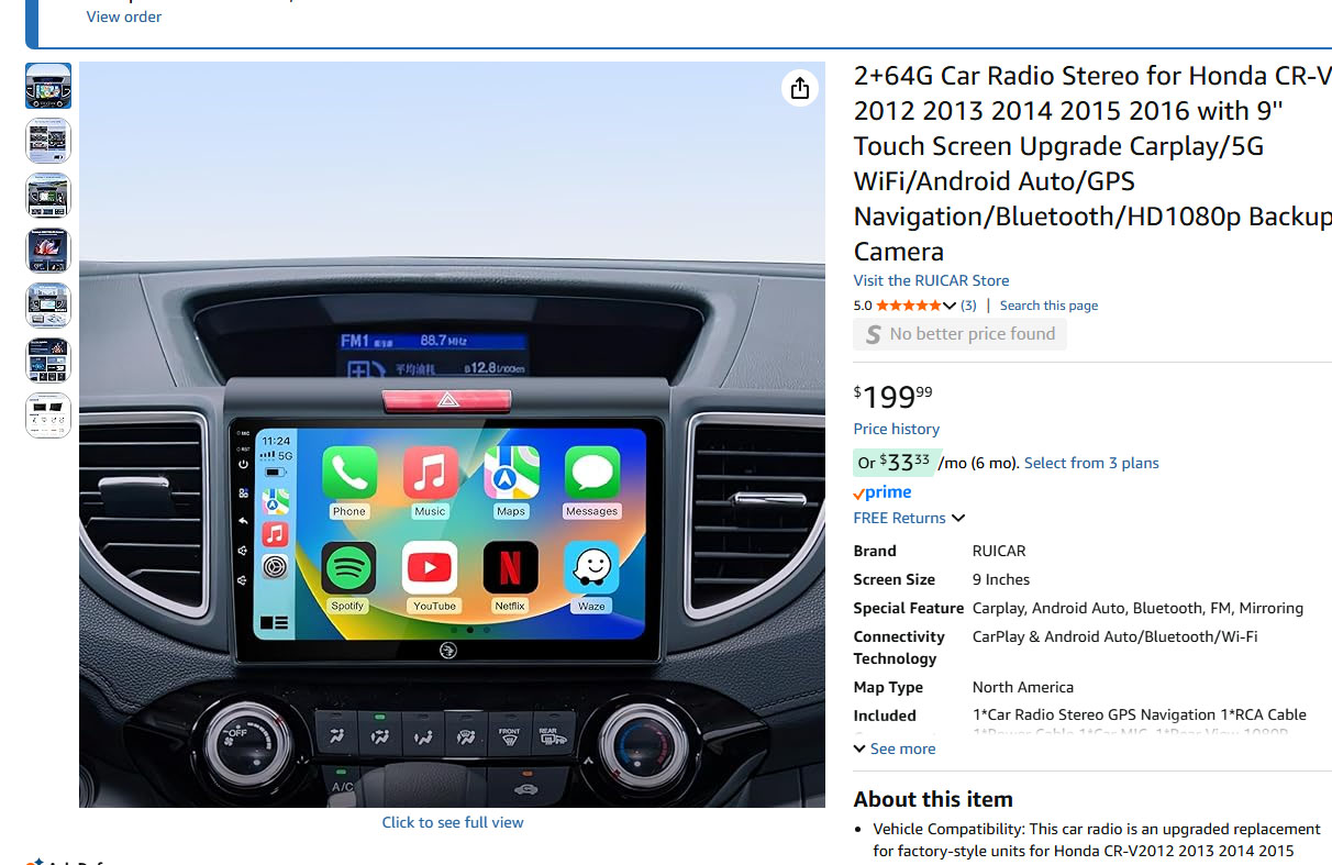Car Stereo for Honda CRV 2011-2016