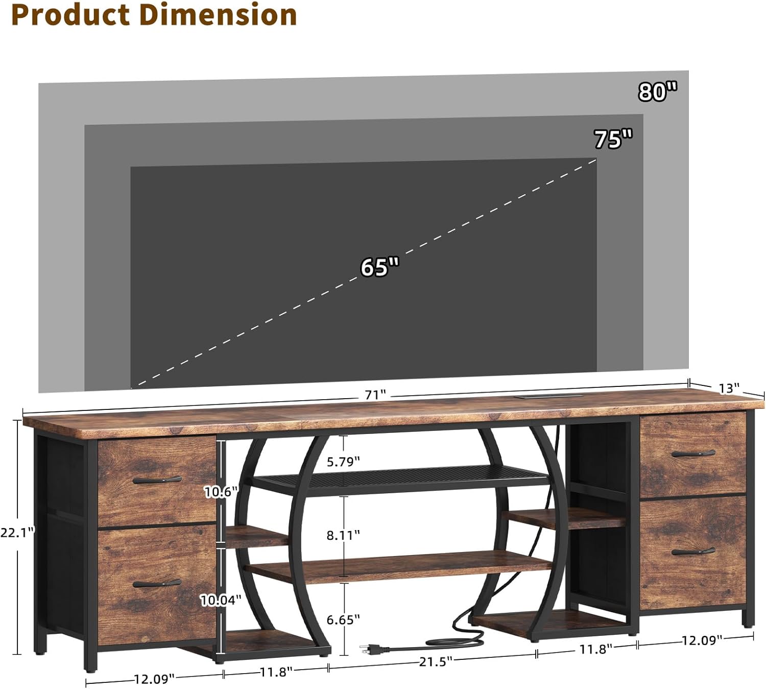 TV Stand for 65, 70, 80 Inch
