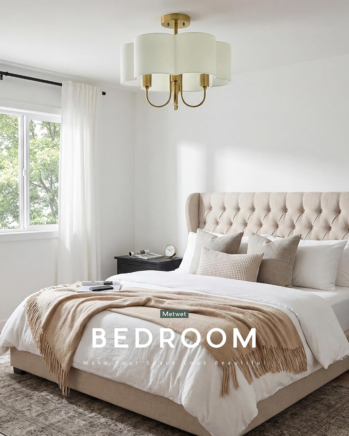Gold Semi Flush Mount Ceiling Light,
