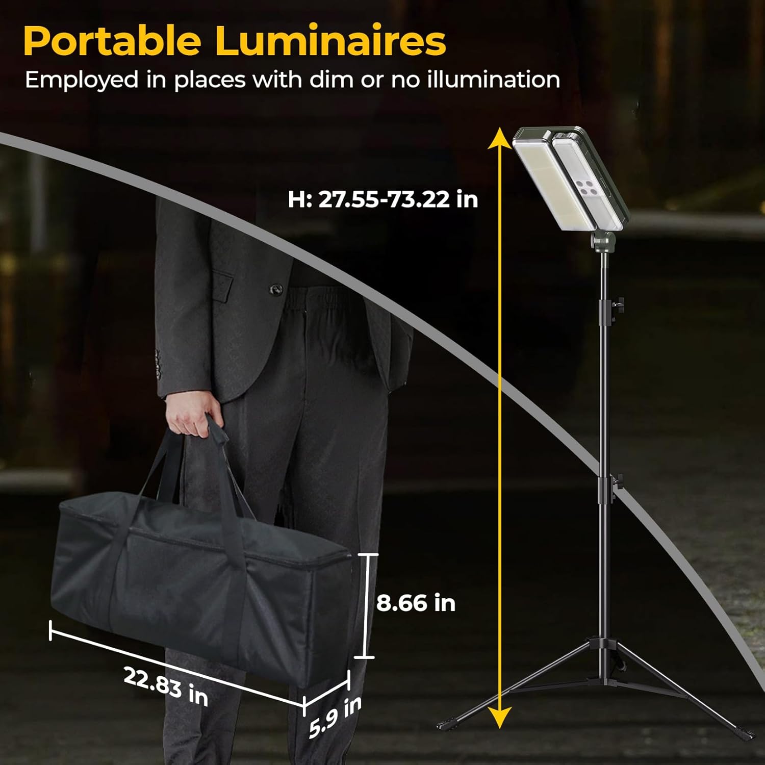 Outdoor Solar Camping Lights - 2 Heads