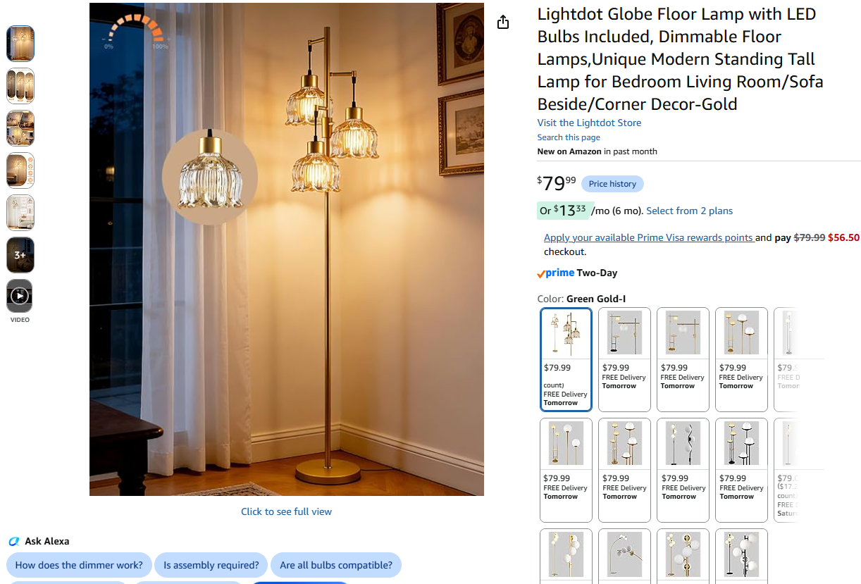 Floor Lamp with LED Bulbs Included,
