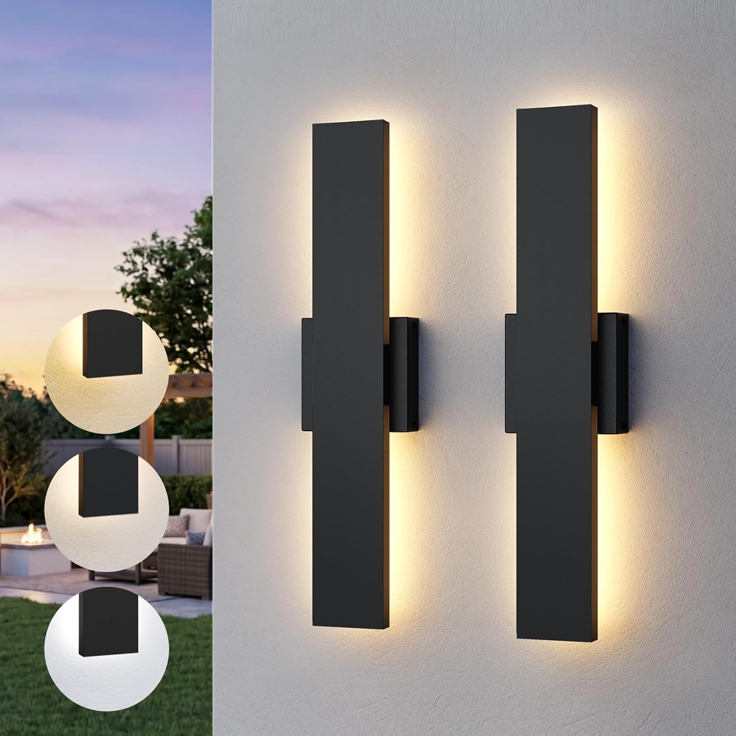 LED Outdoor Wall Lights Dimmable - 2Pack