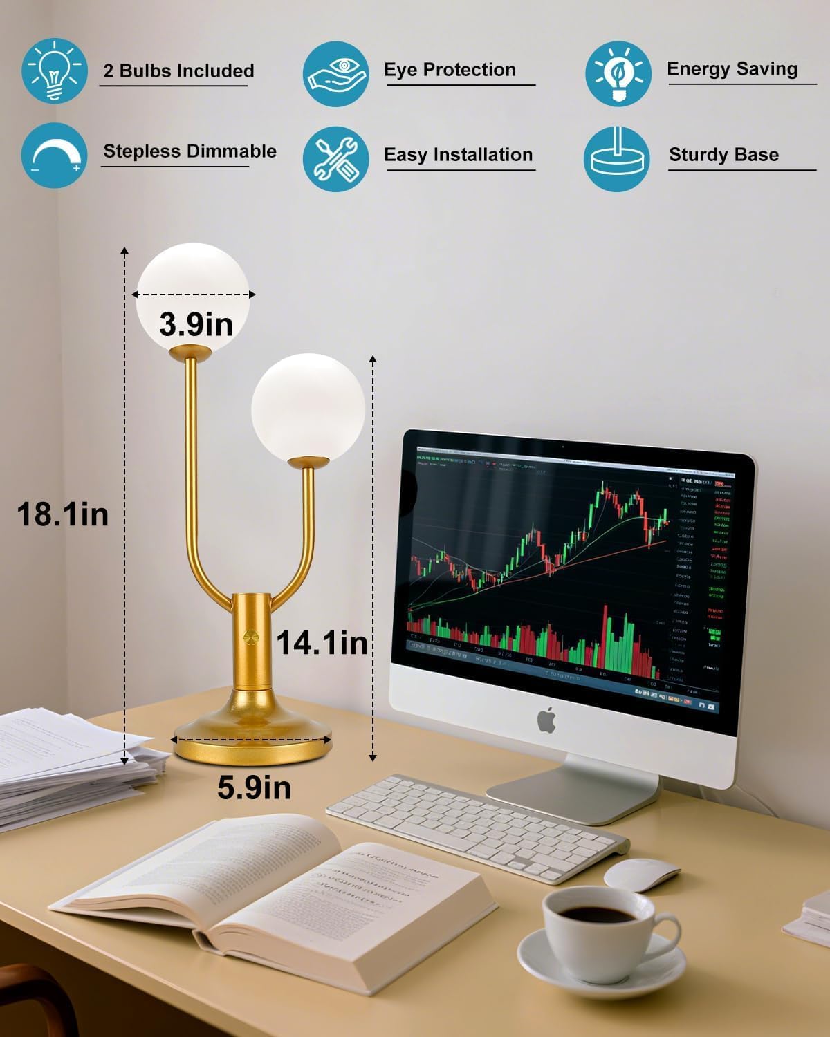 Globe gold table lamp