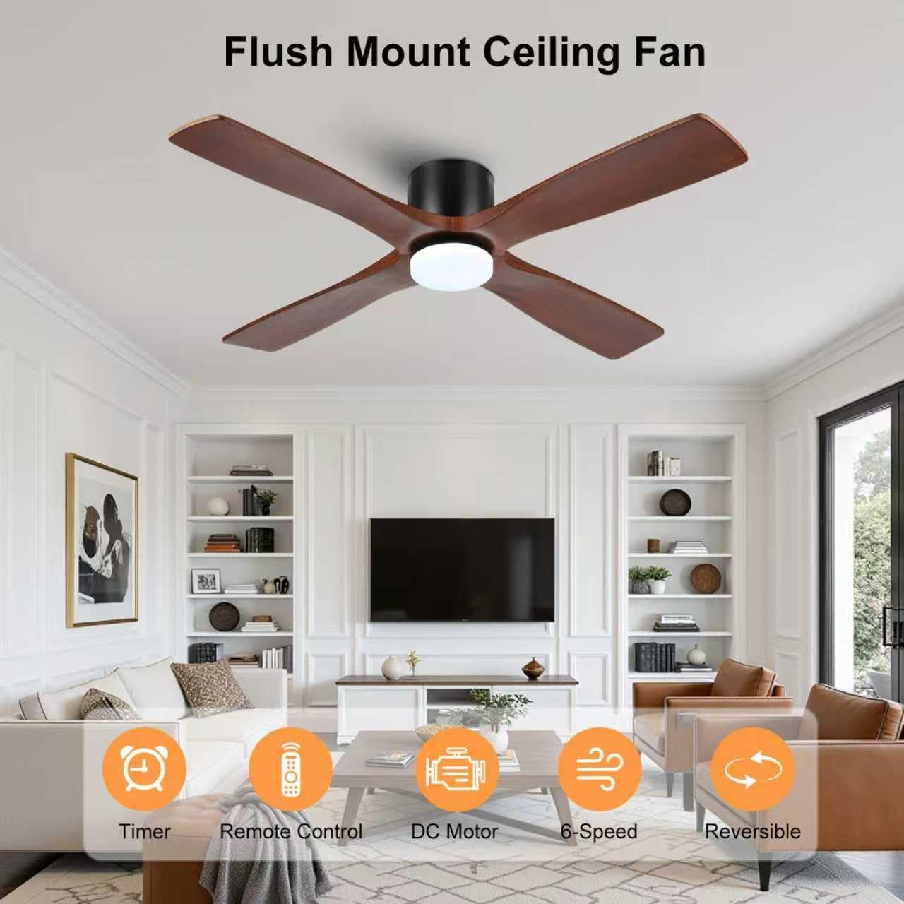 Ceiling Fan with Lights - Walnut Blades