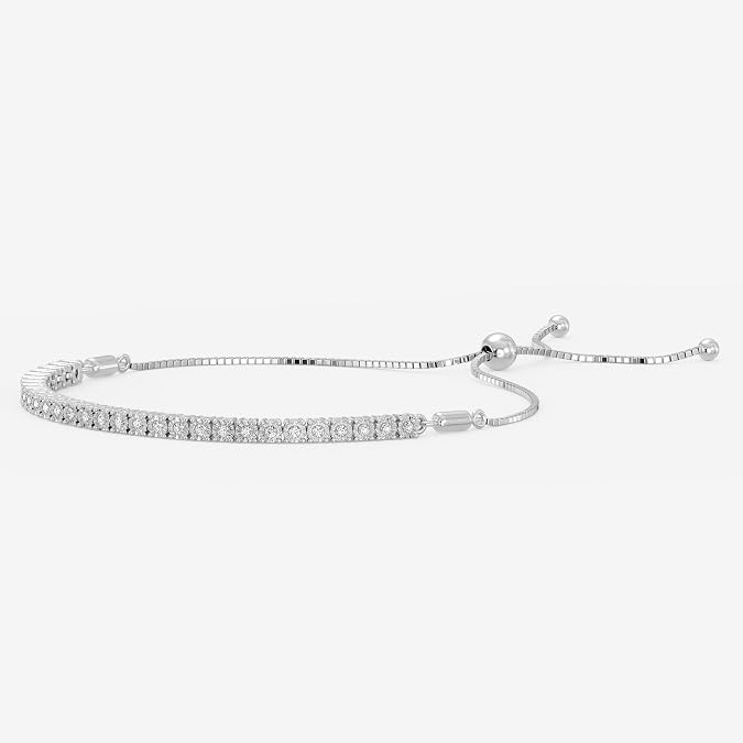 GILDED Diamond Bolo Bracelet 925 Silver .25 Cttw Sterling Silver