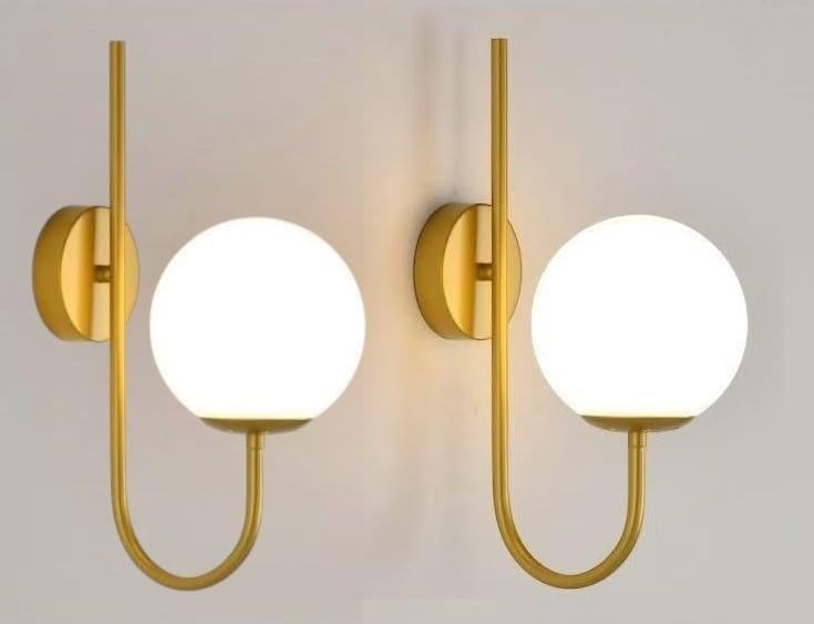 Modern Gold Wall Sconces Set of 2, Gooseneck