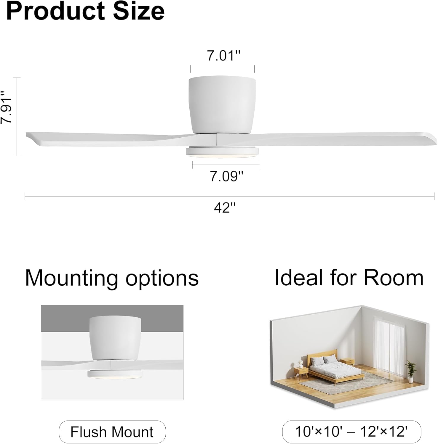 Ceiling Fan with Light and Remote,
