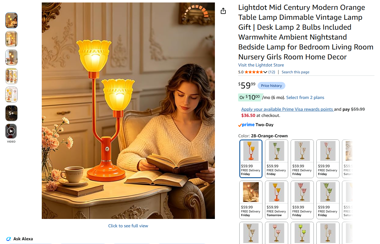 Vintage Mid Century Modern Table Lamp