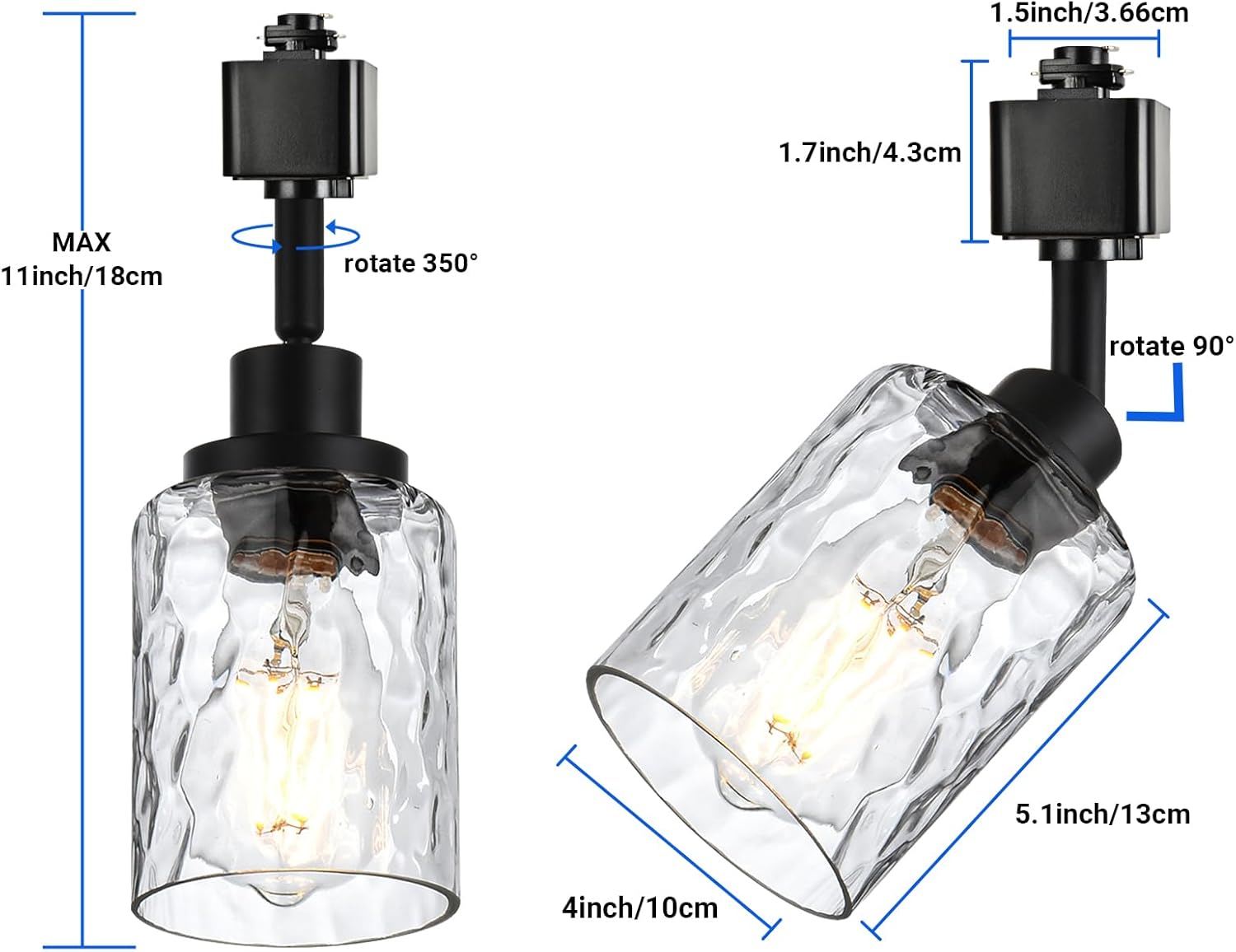 Track Lighting Heads Black - 4 Pack
