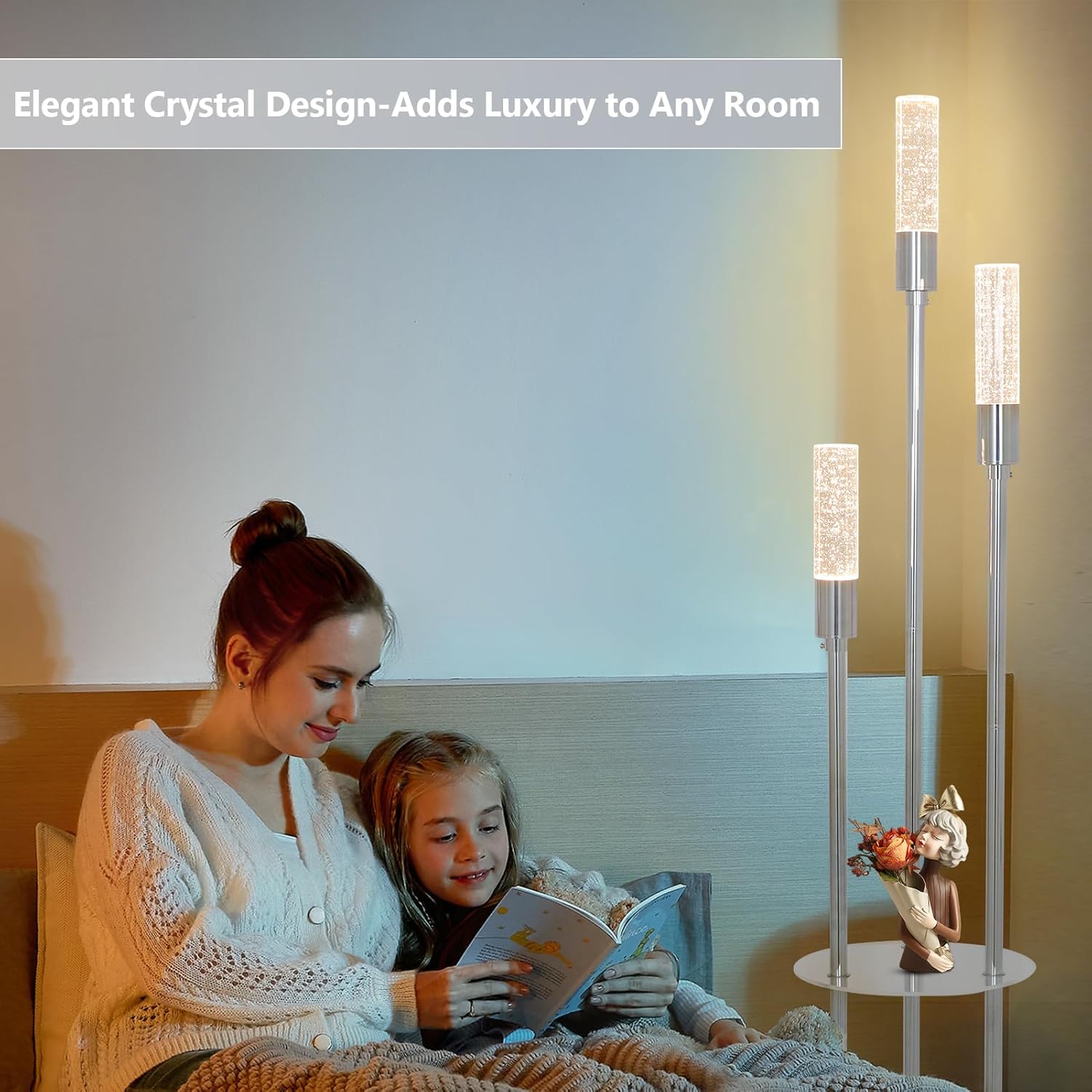 Crystal Floor Lamp with Shelves