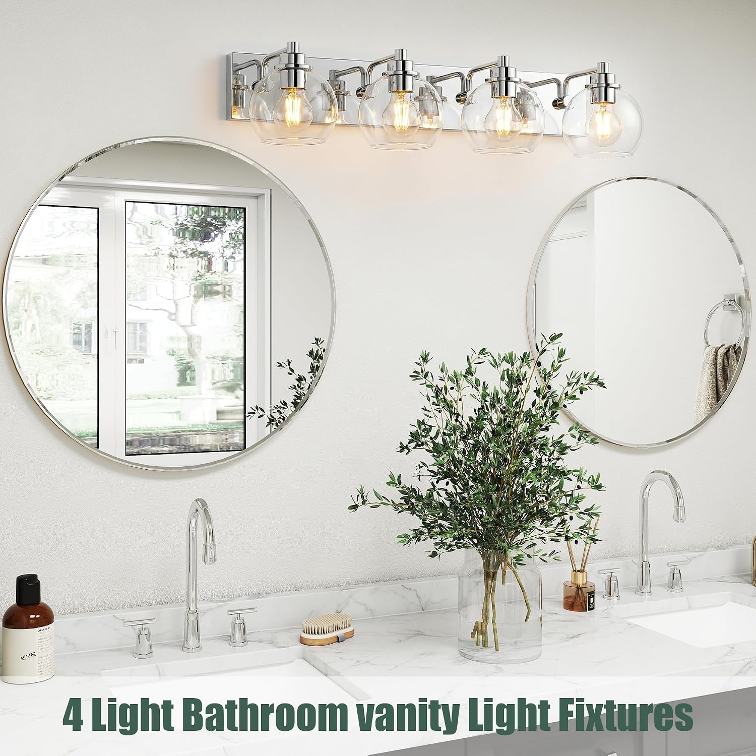 4 Light Bathroom Light Fixtures-Chrome