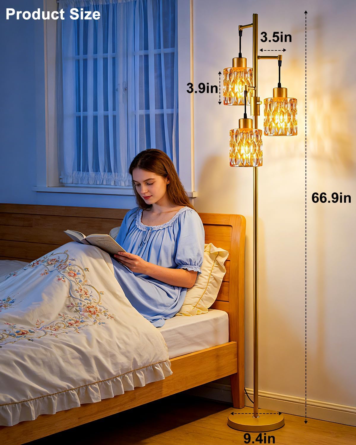 Floor Lamp with LED Bulbs Included, Dimmable