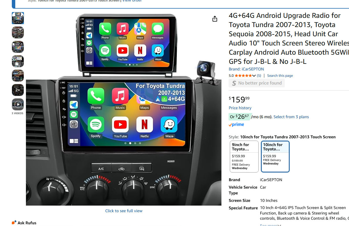 Smart Car Stereo Toyota Tundra / Sequoia