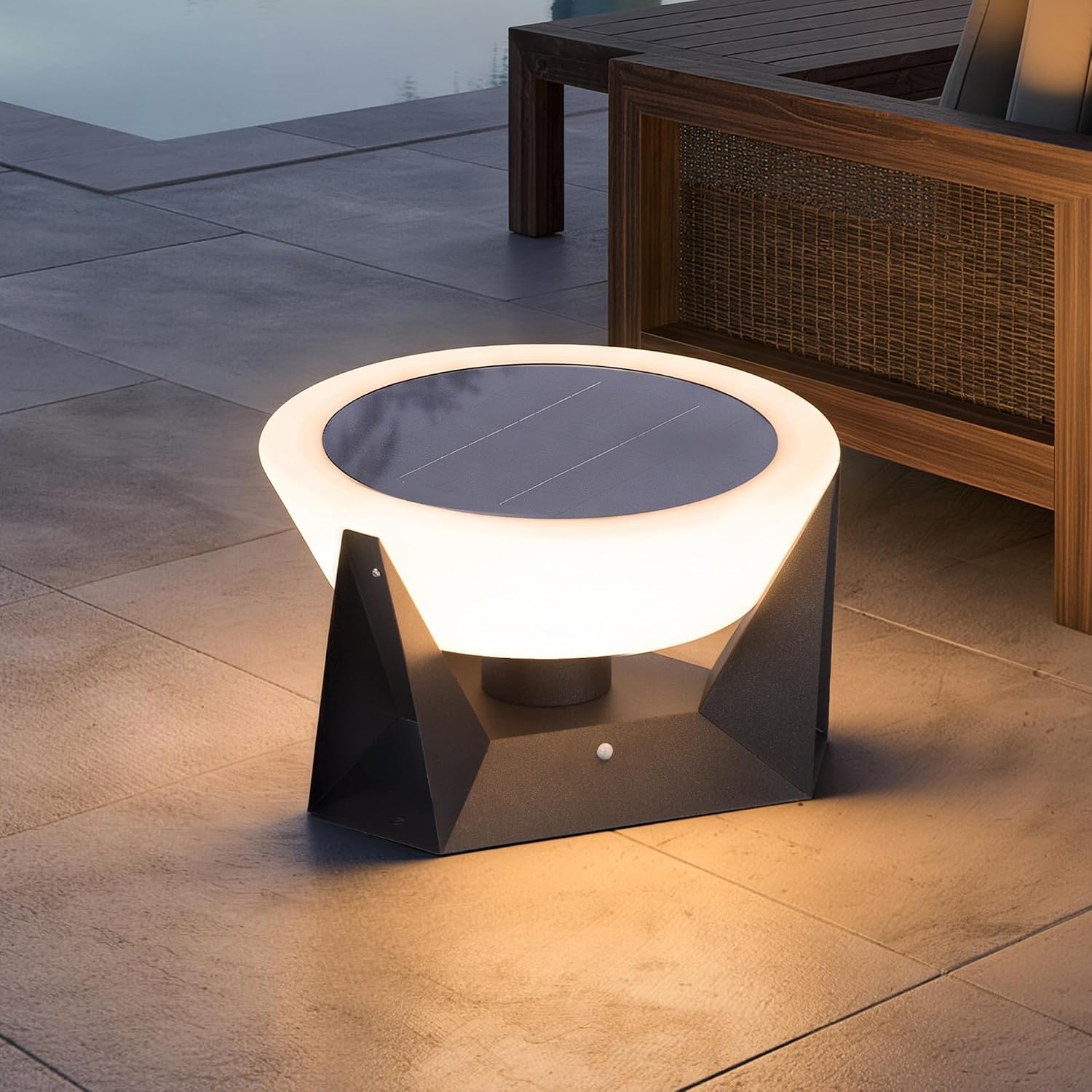 Large Solar Lanterns Outdoor Waterproof, 3000K Round Floor Lamp