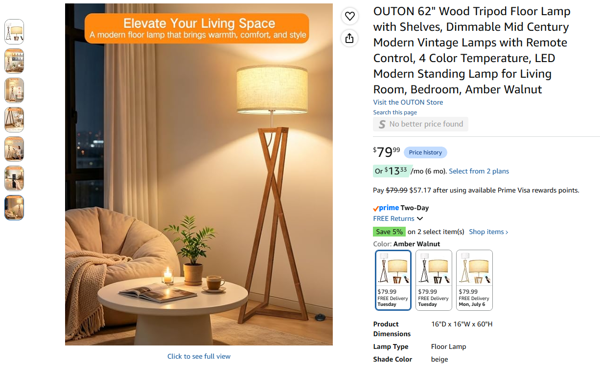 Mid Century Modern Vintage Lamp With Remote