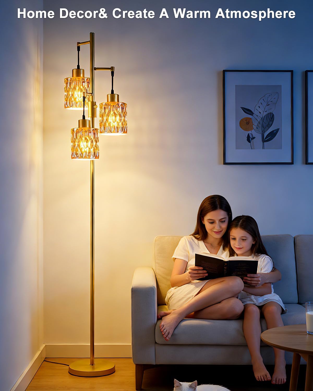 Floor Lamp with LED Bulbs Included, Dimmable