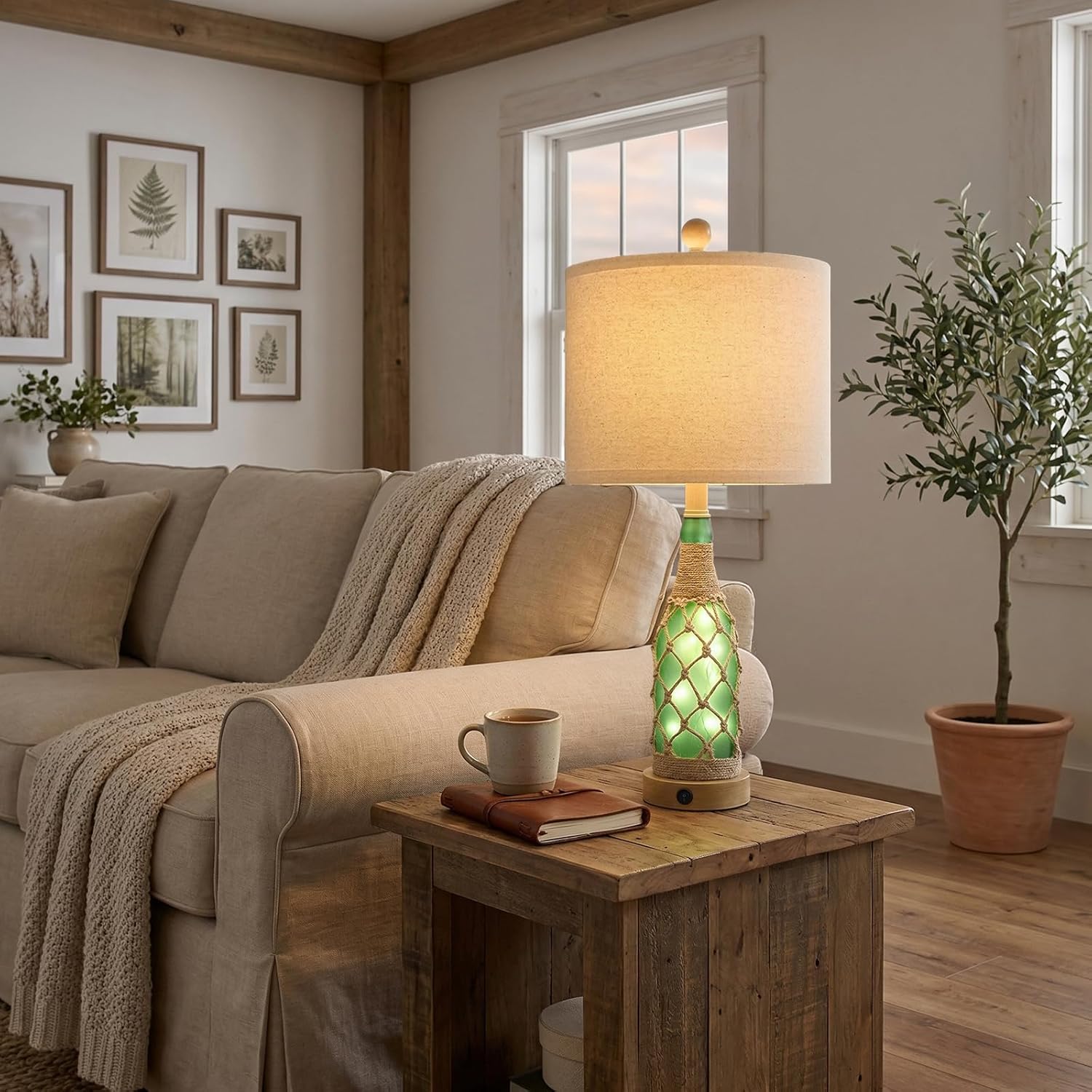 Boho Table Lamps with Night Light+USB Charge Port