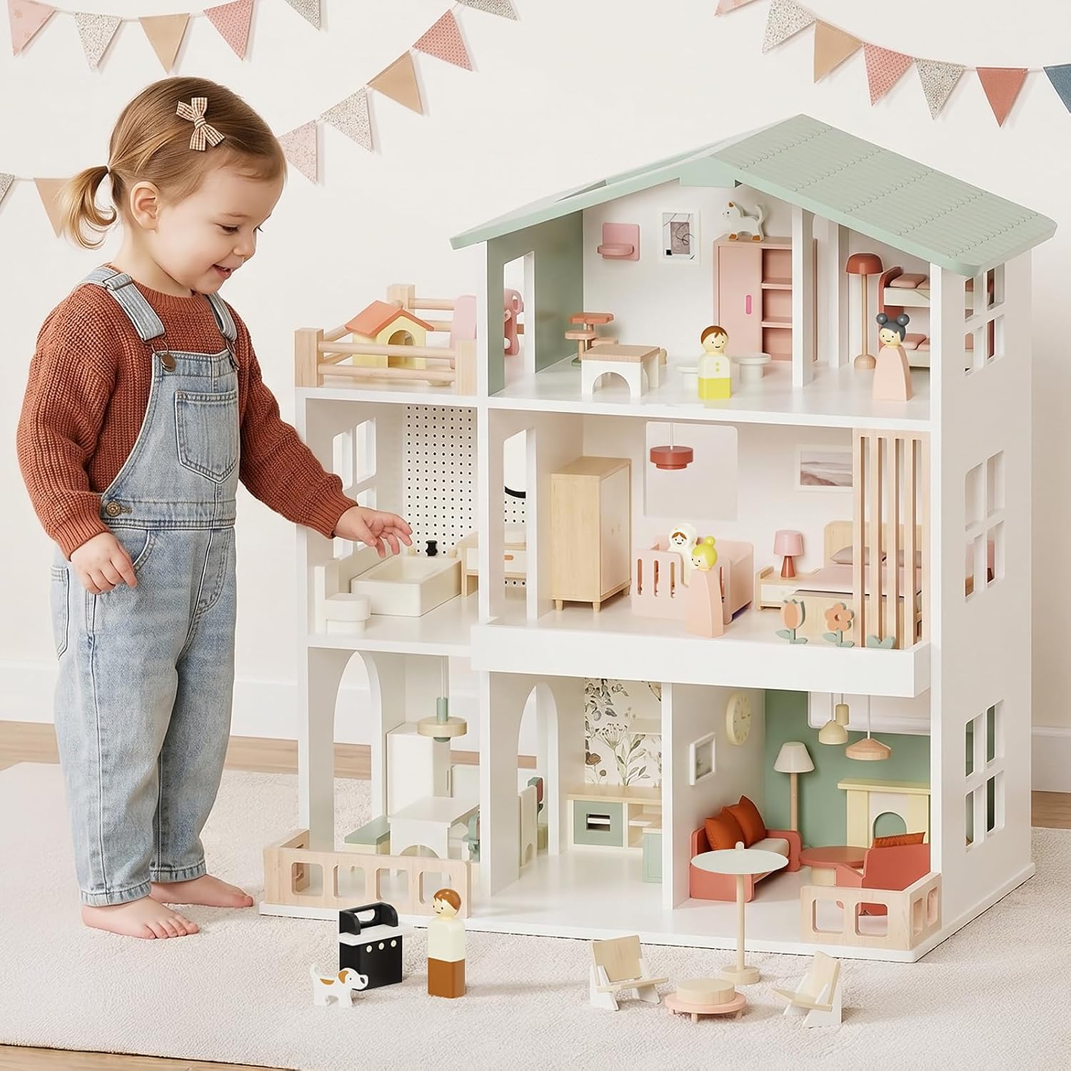 Modern Wooden Dollhouse for Kids