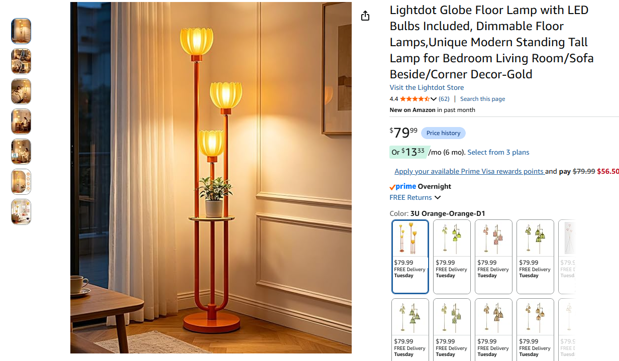 Globe Floor Lamp with LED Bulbs Included,