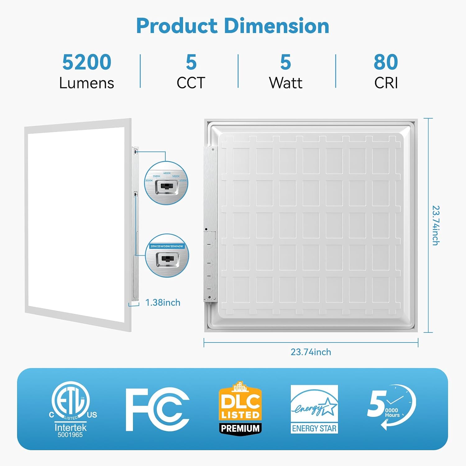 2 pack 2x2 LED Flat Panel Light