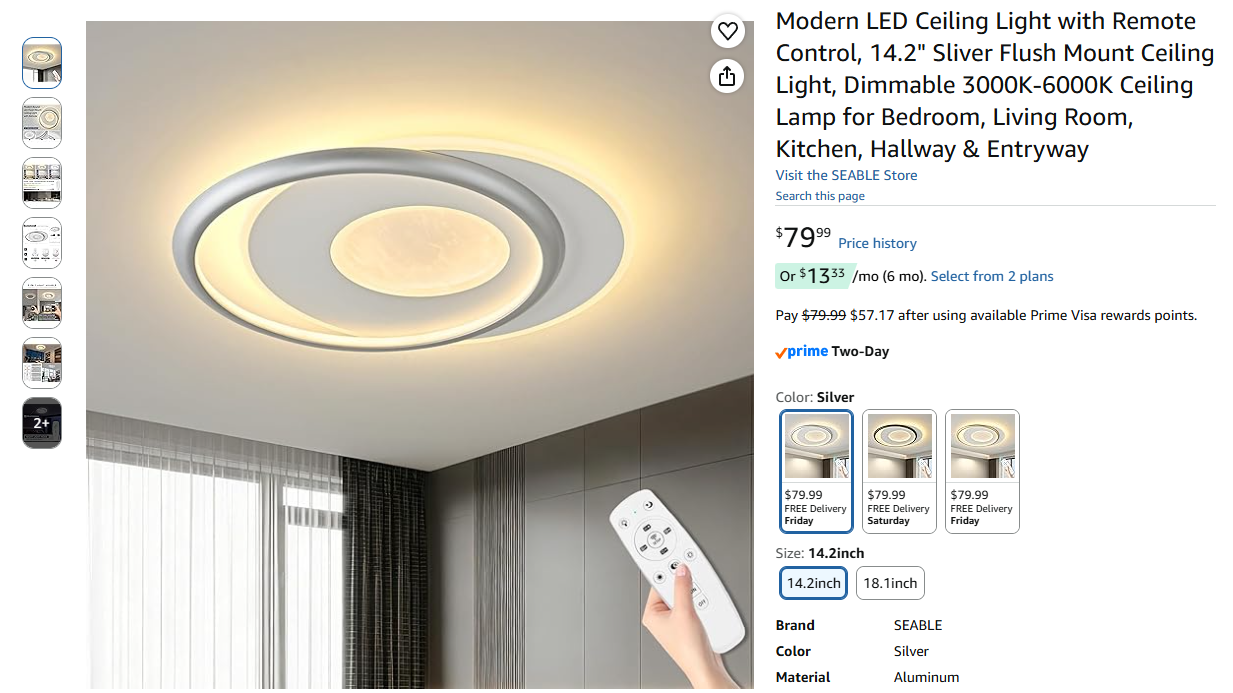 Modern LED Ceiling Light with Remote