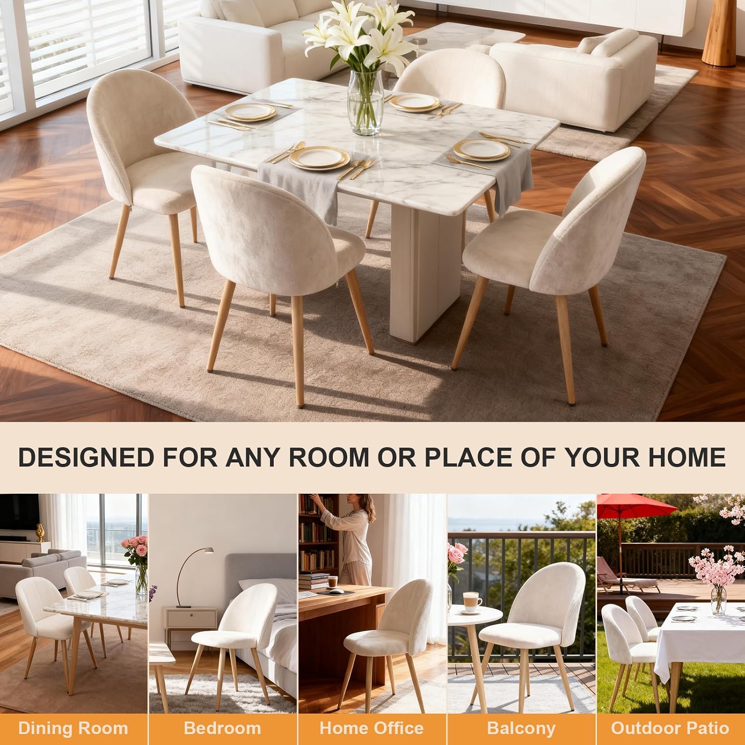 Dining Chairs Set of 2, Modern Velvet