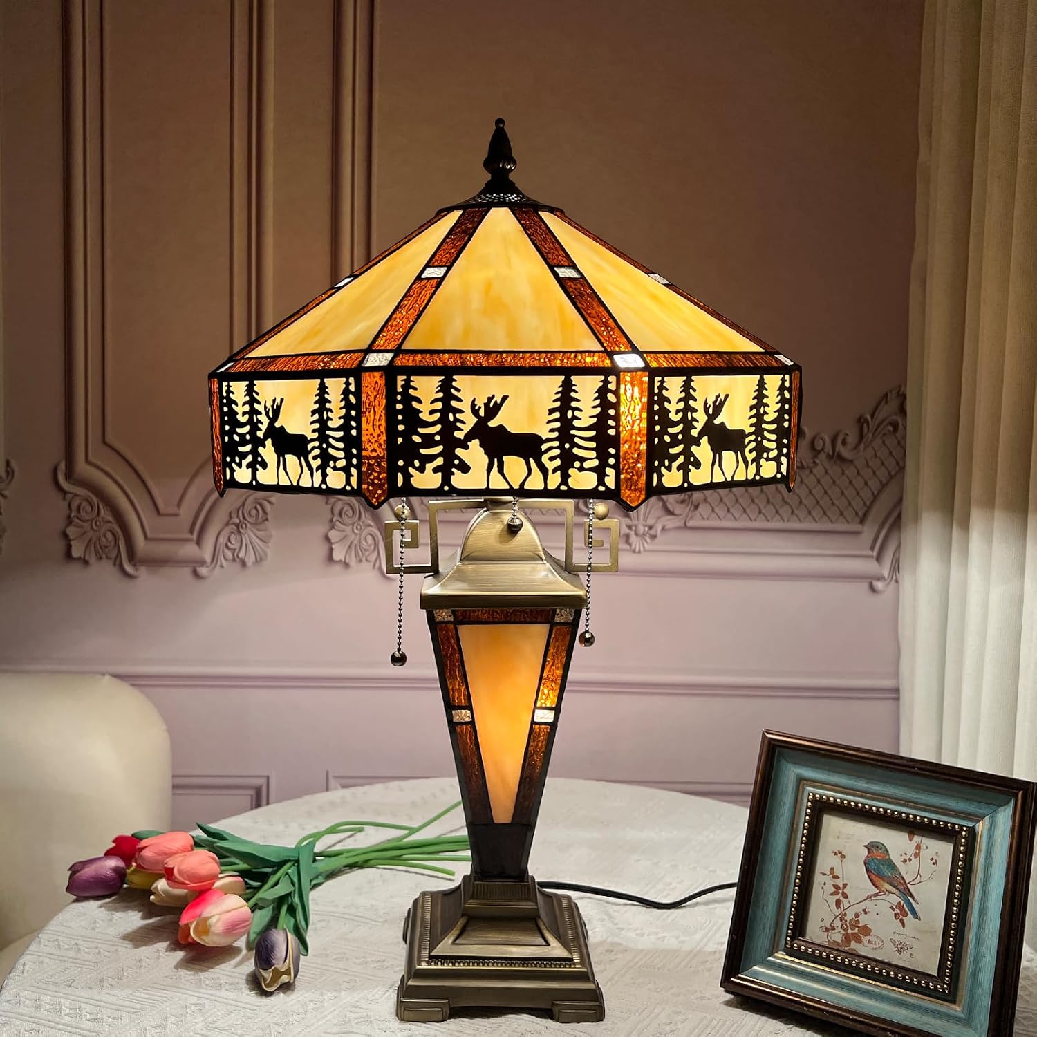 Tiffany Table Lamp unique crafted with nightlight