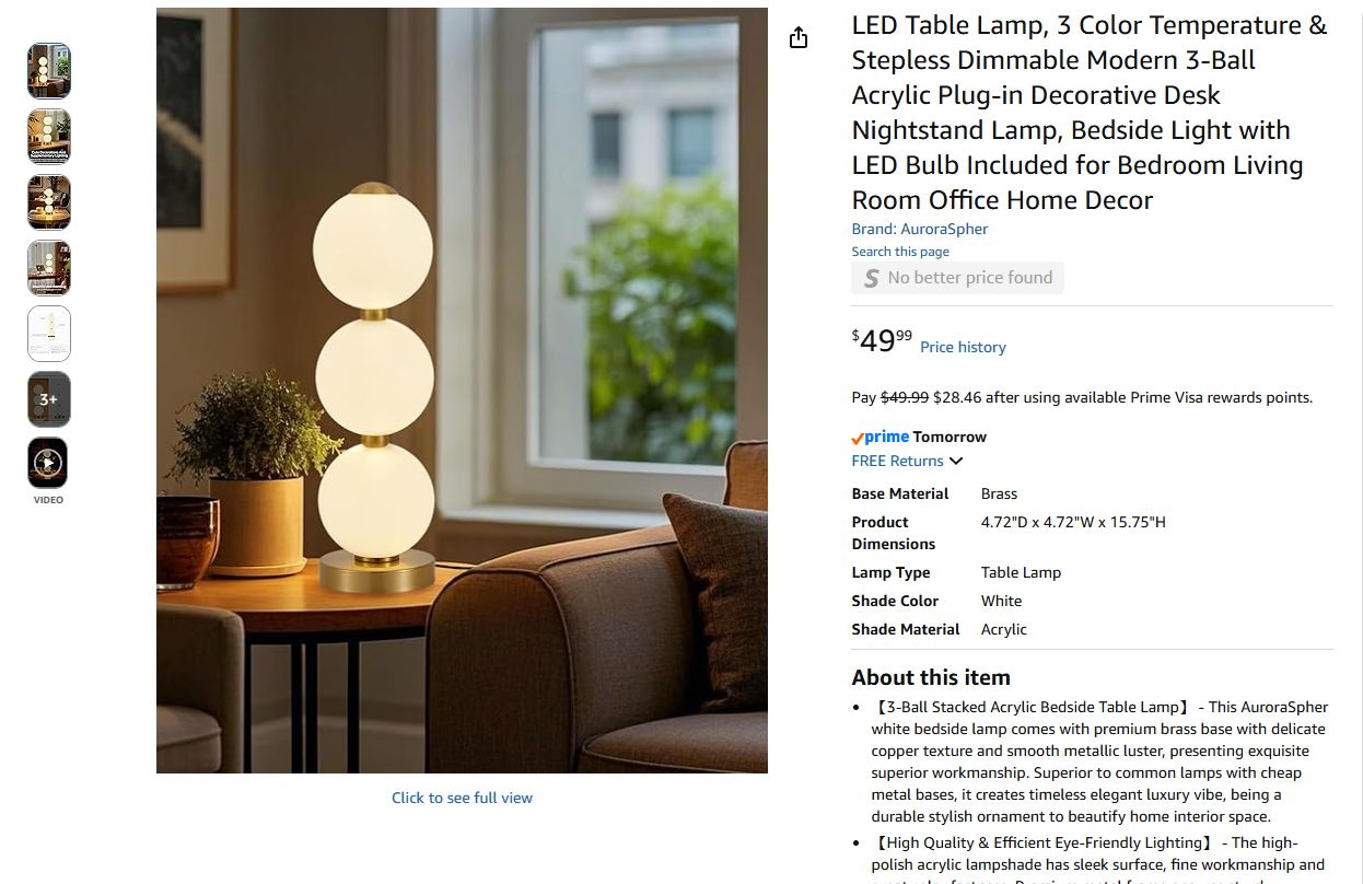 LED Table Lamp, 3 color