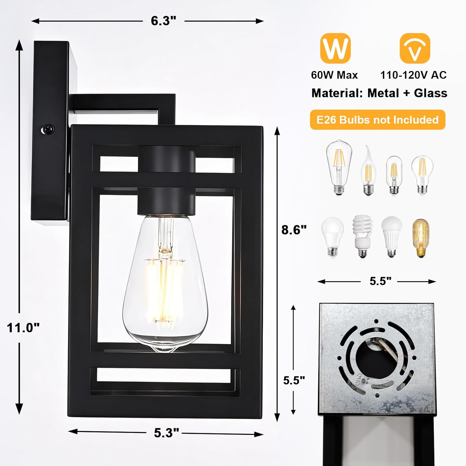 2 pack Outdoor Wall Sconce, IP65