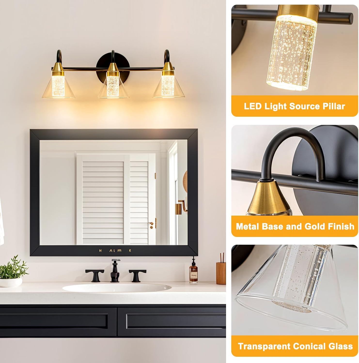 3-Light LED Vanity Light - 5 Color Mode