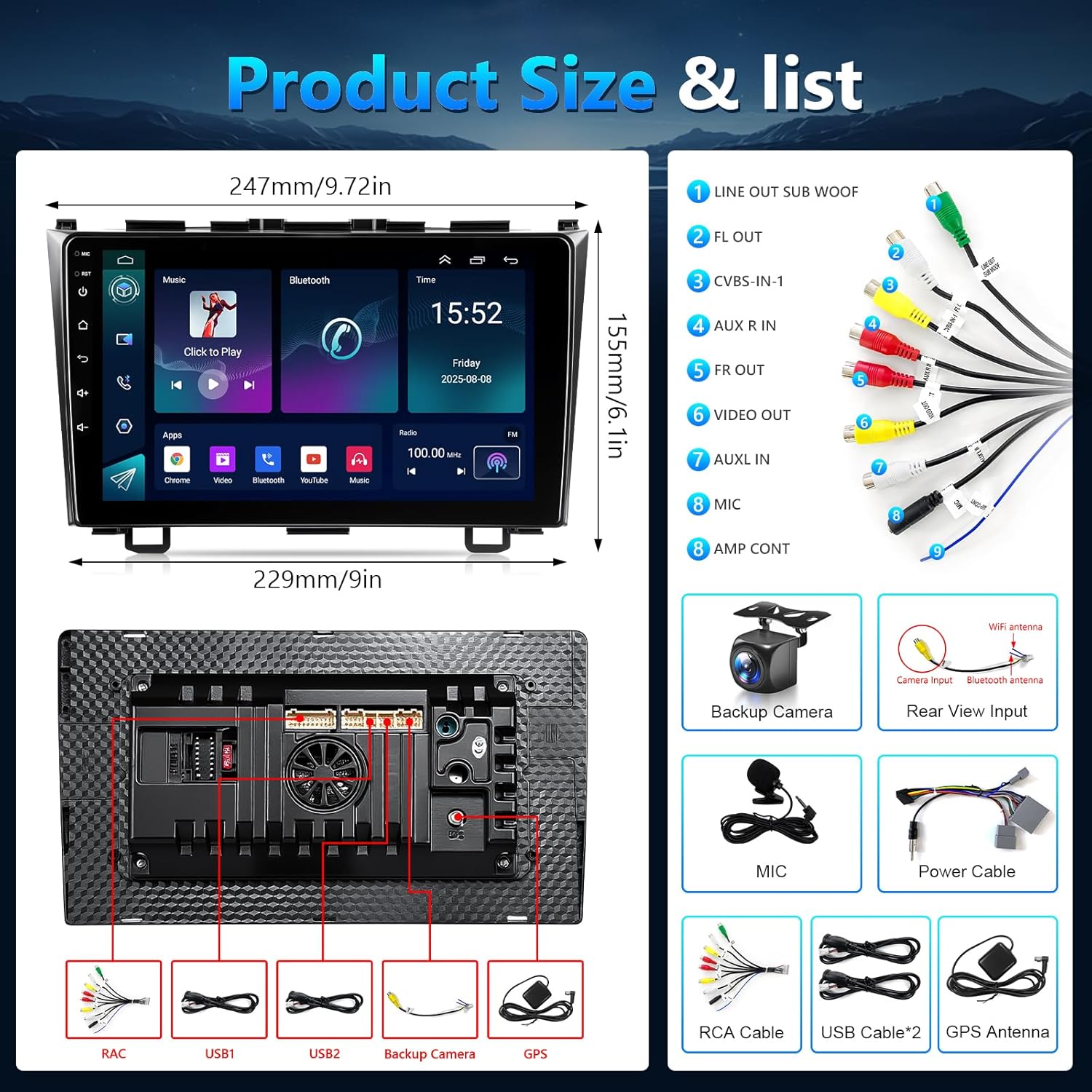 Car Stereo for Honda CRV 2007 to 2011