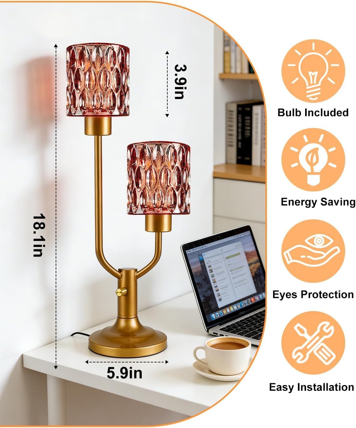 Mid Century Modern Glass Table Lamp