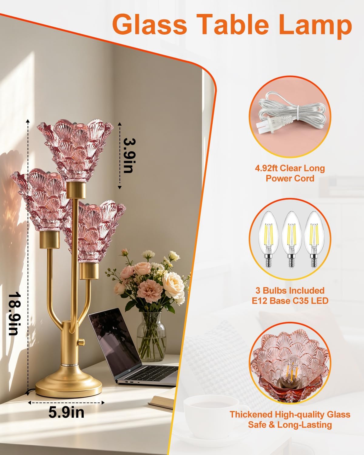 Vintage Table Lamp Dimmable - 3 Light