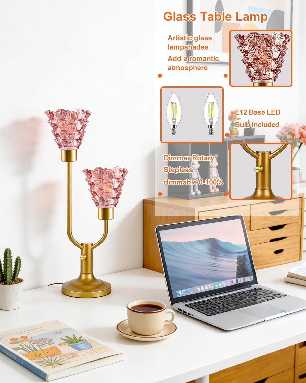 Mid Century Modern Glass Table Lamp