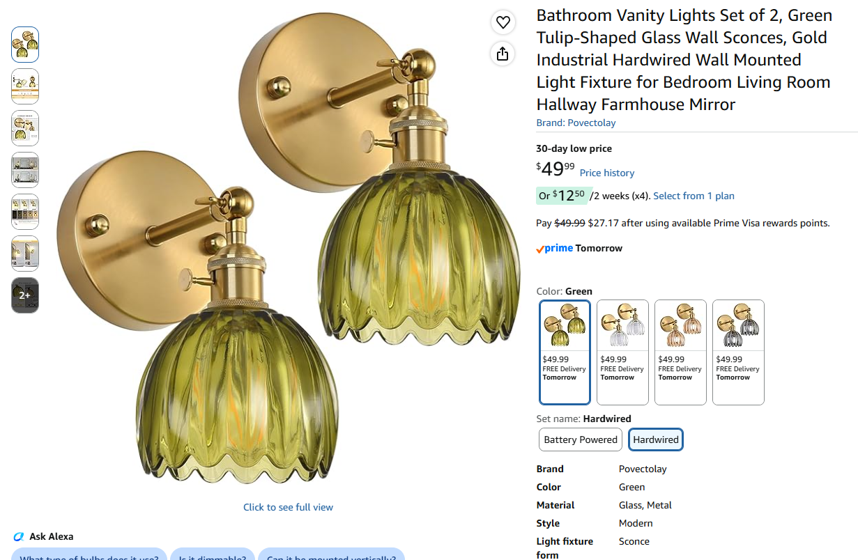Wall Sconce Set of 2
