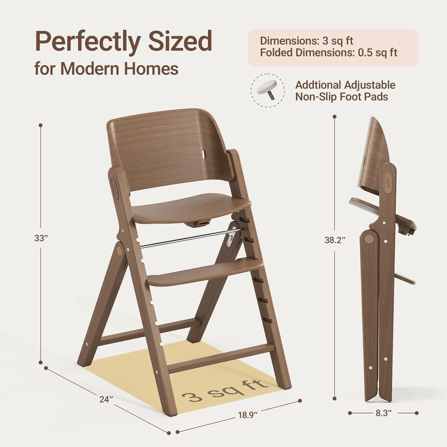 Wooden High Chair, Solid Wood