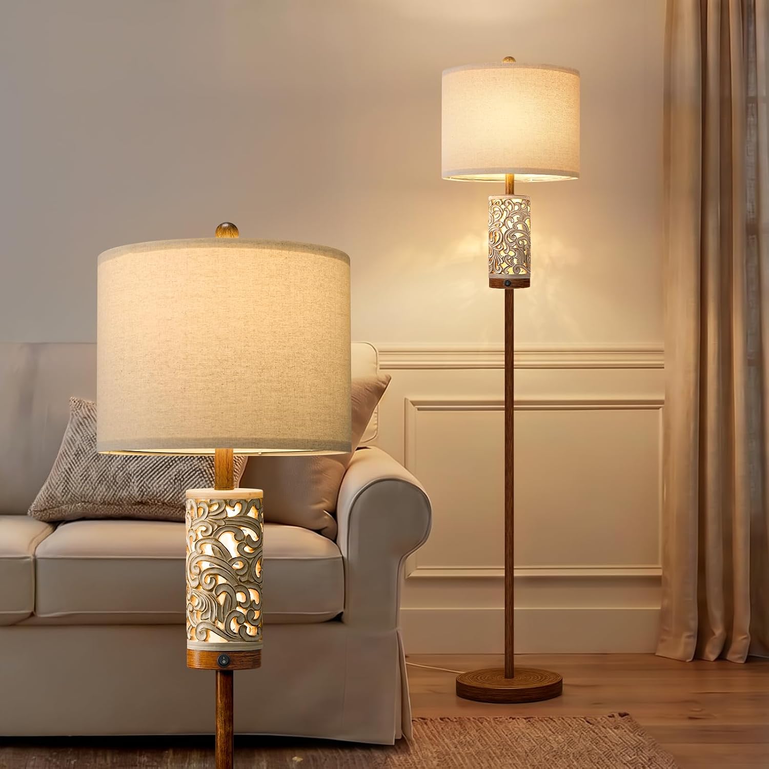 Vintage Floor Lamp with Night light