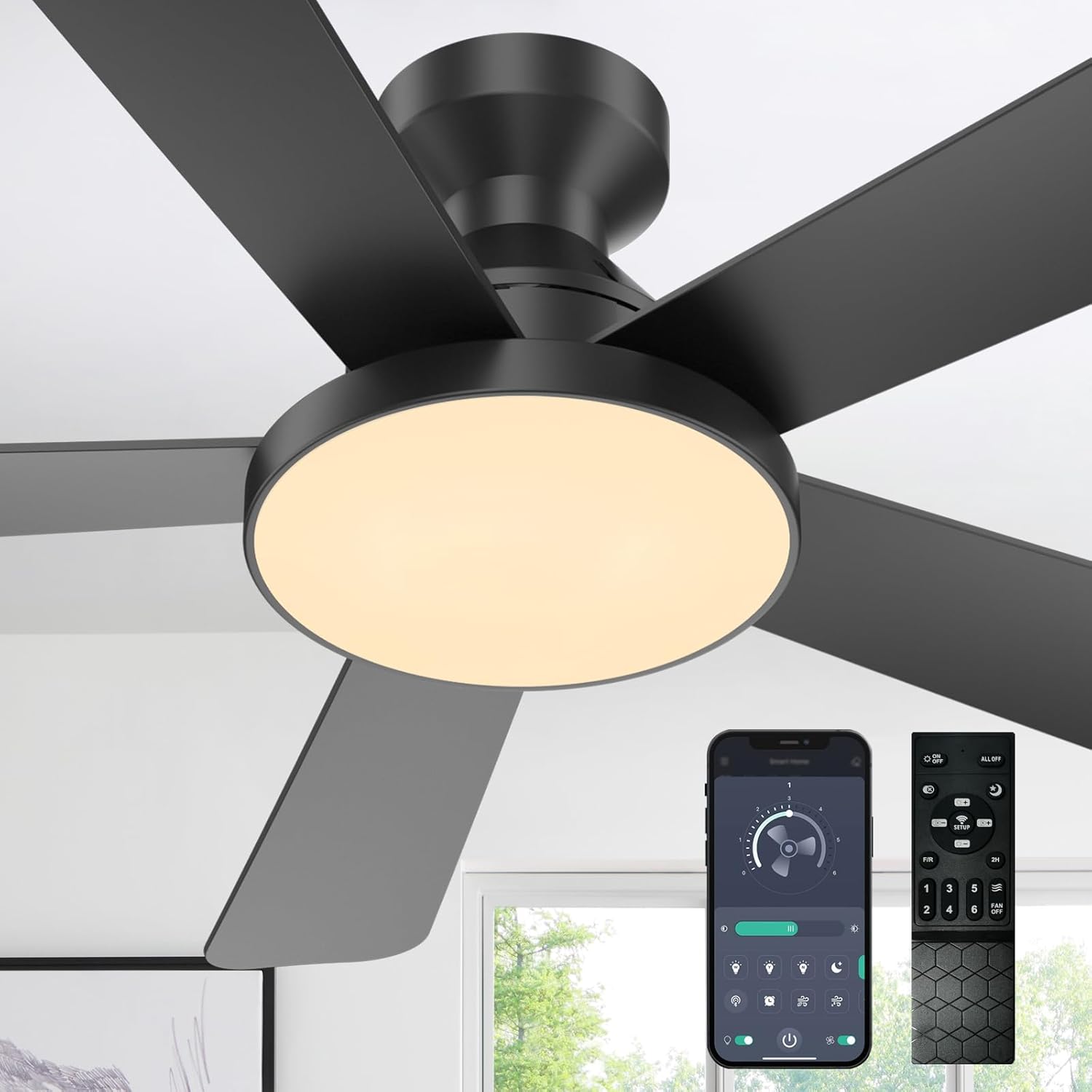 Ceiling Fan with Light and Remote,