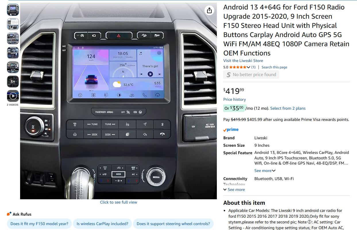 Smart Stereo Ford F150 Upgrade 2015-2020,