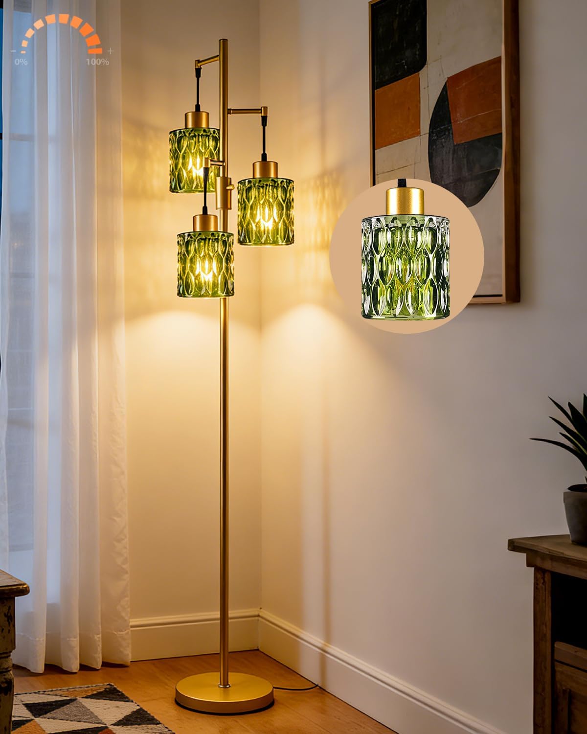 Glass Floor Lamp with LED Bulbs Included,
