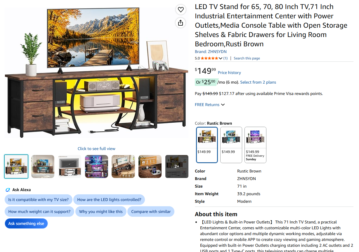 TV Stand for 65, 70, 80 Inch