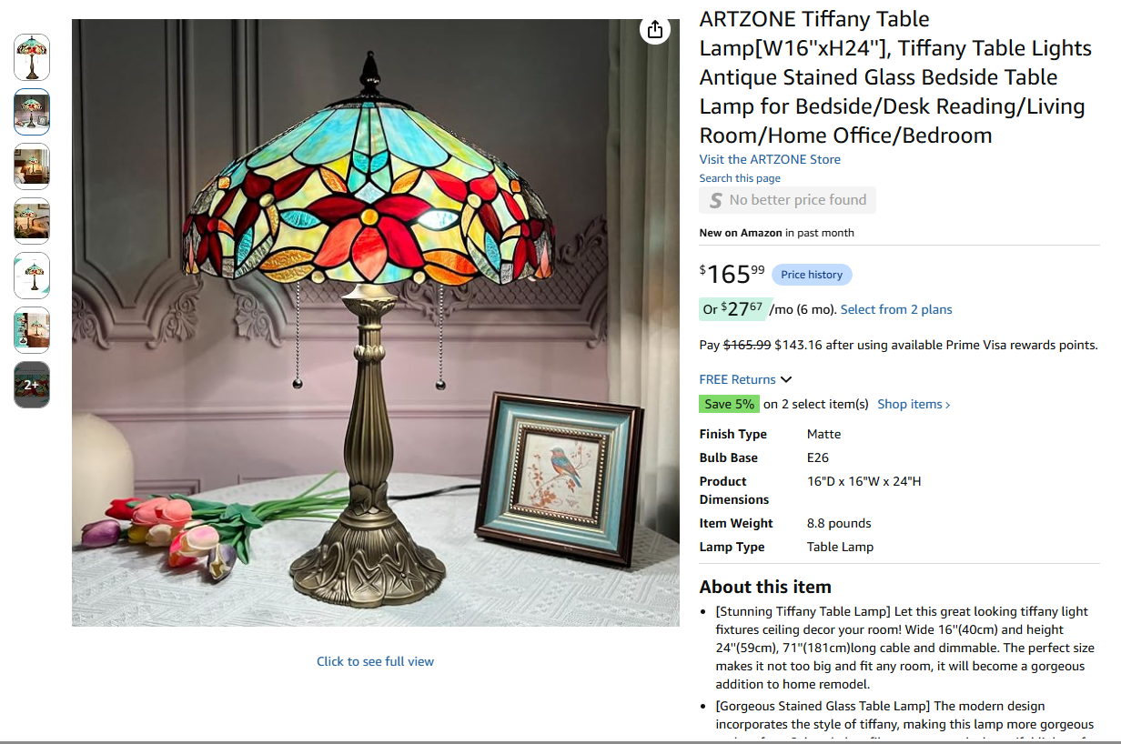 Tiffany Table Lamp unique crafted