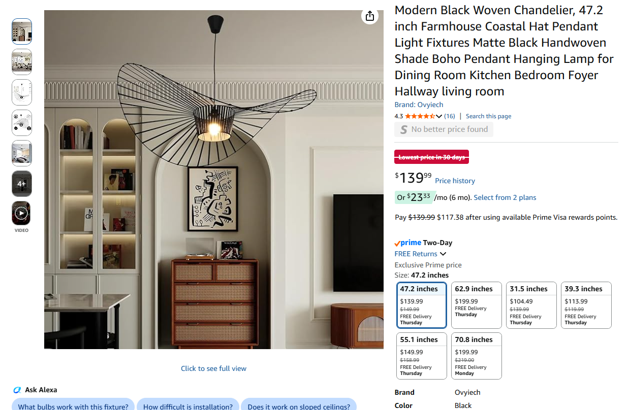 Modern Black Woven Chandelier