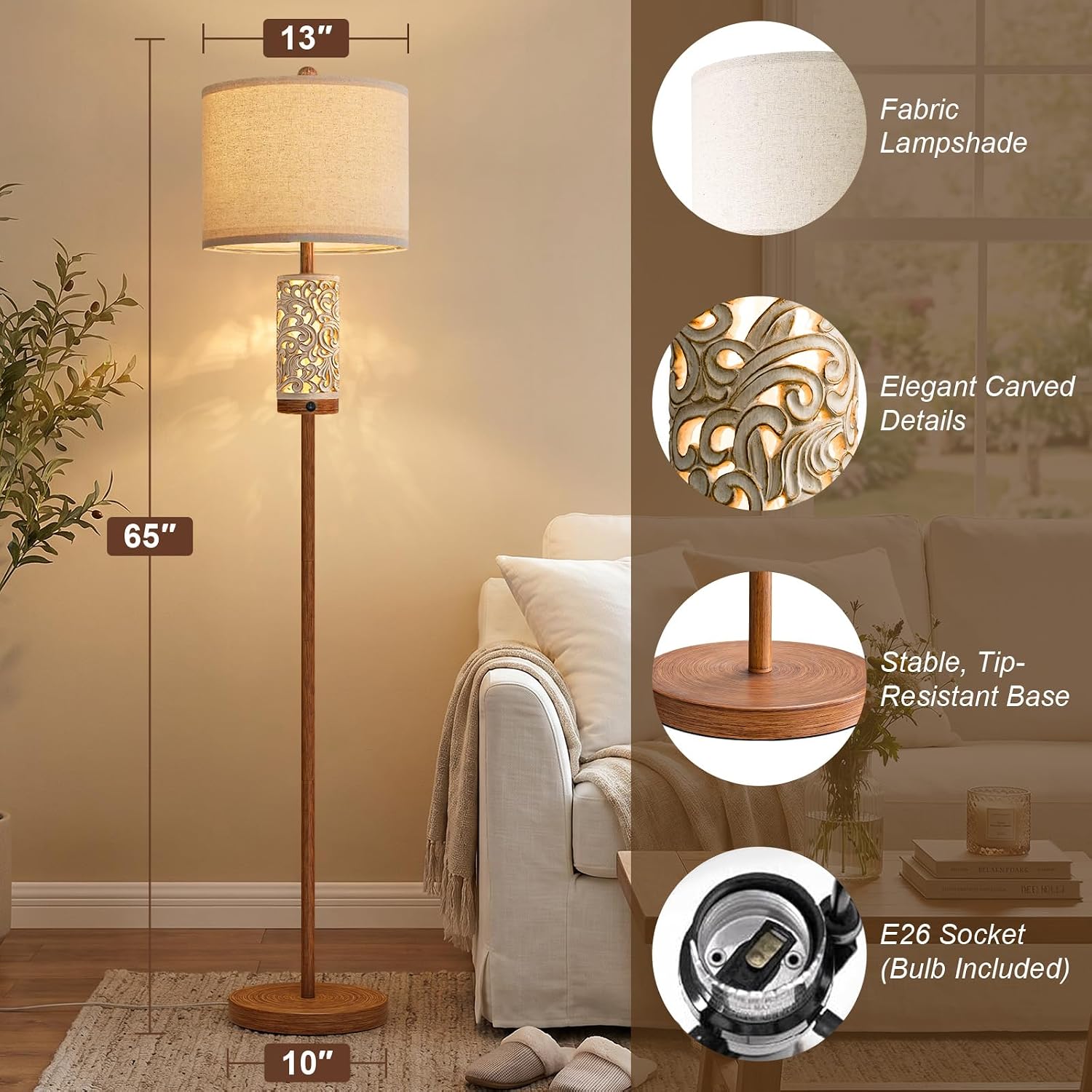 Vintage Floor Lamp with Night light