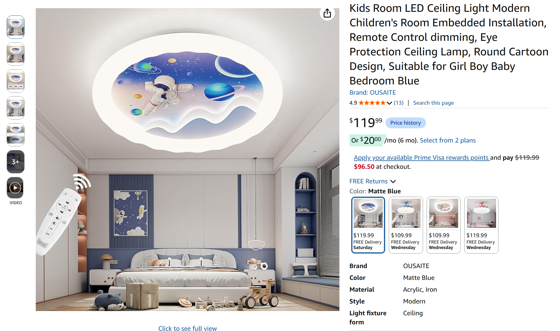 Kids Room LED Ceiling Light Modern with Remote