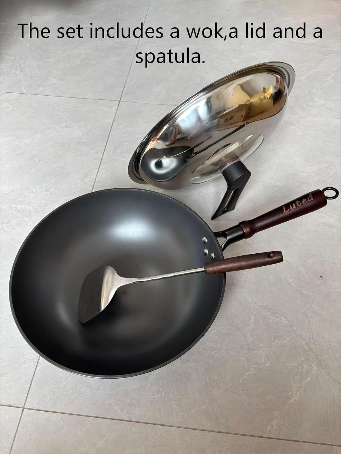 Cast Iron Chinese Wok with lid