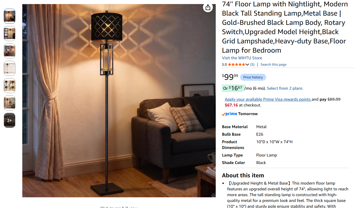 Floor Lamp with Night light