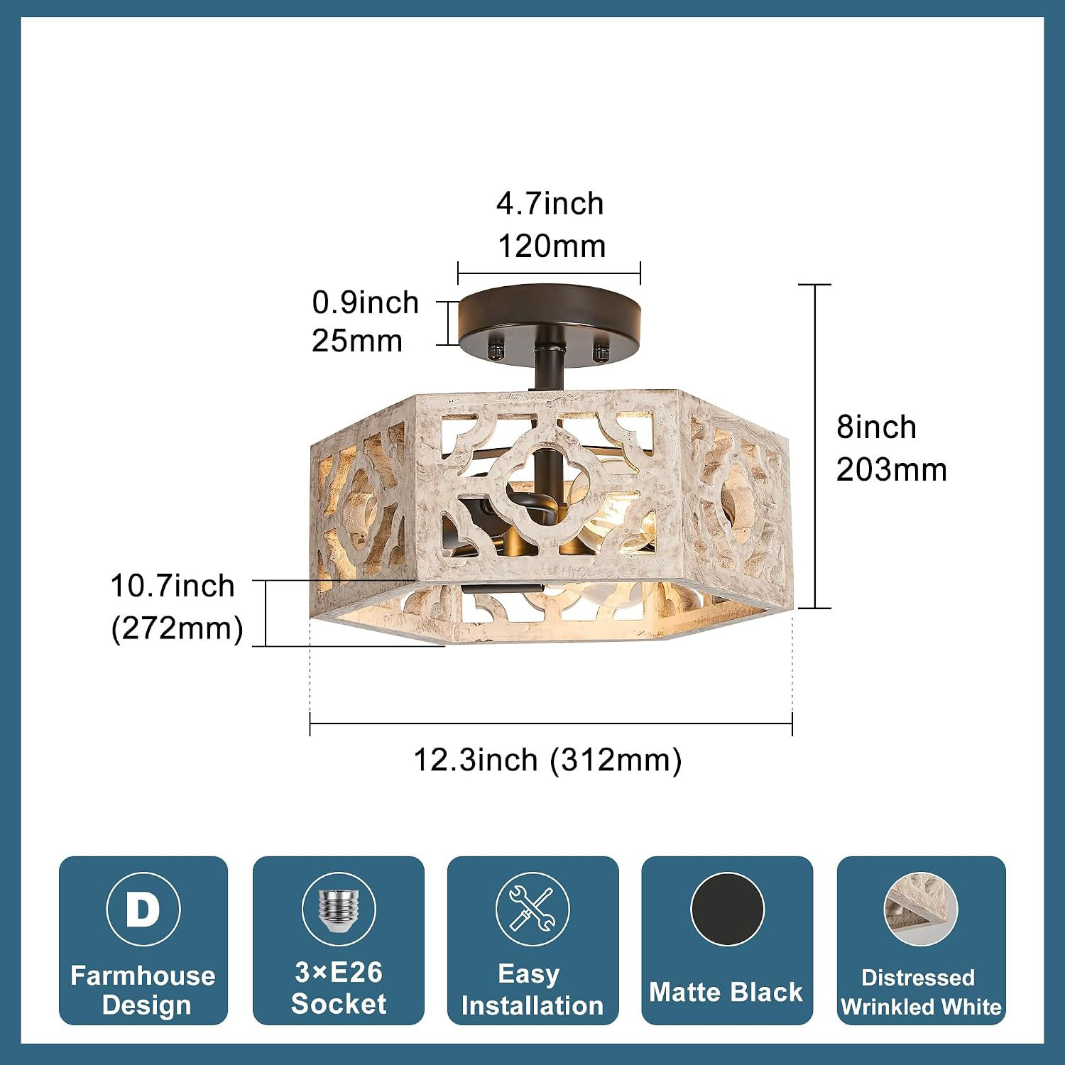 Semi Flush Mount Ceiling Light, Part of Set